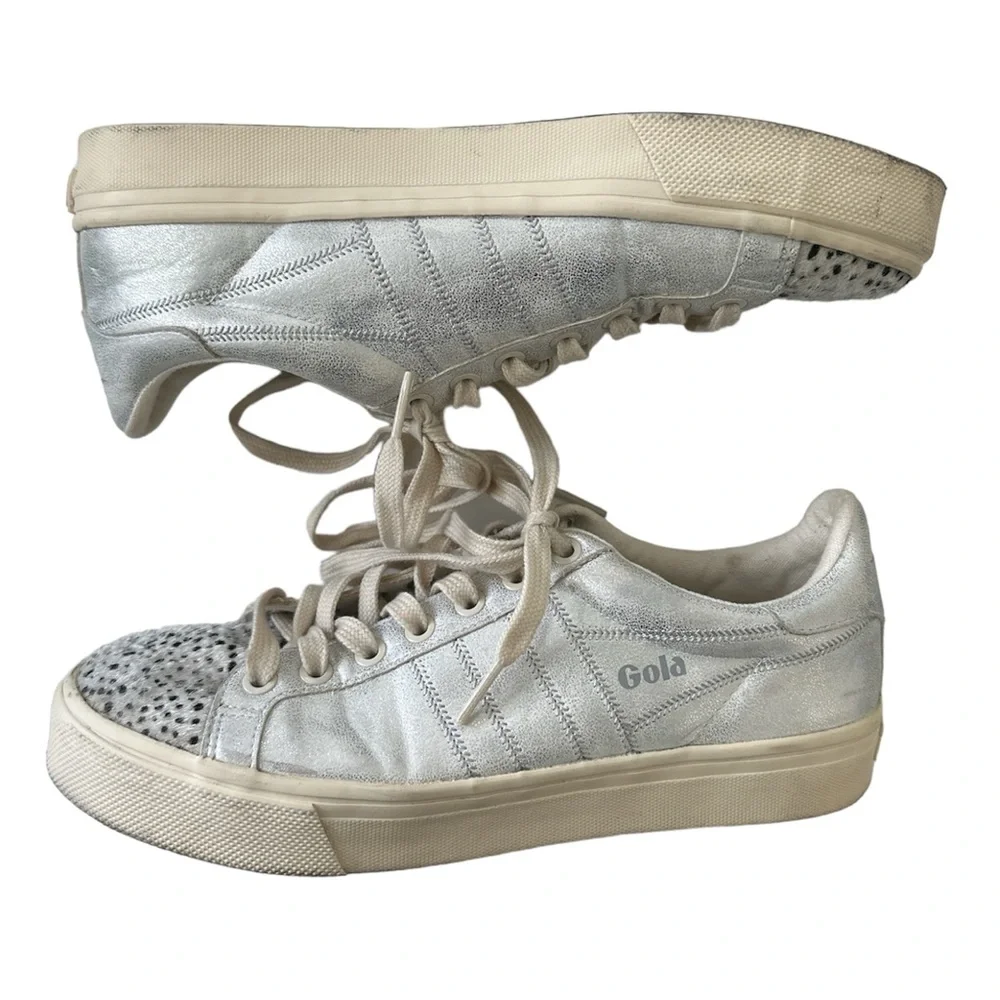 Gola Orchid II Leopard Women's sneakers size 8 white and silver metallic